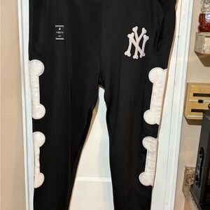 Posh Black Joggers with White Bone Accents